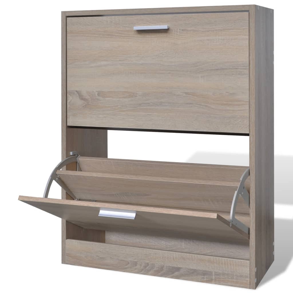 vidaXL Sapateira com 2 compartimentos em madeira, aparência carvalho