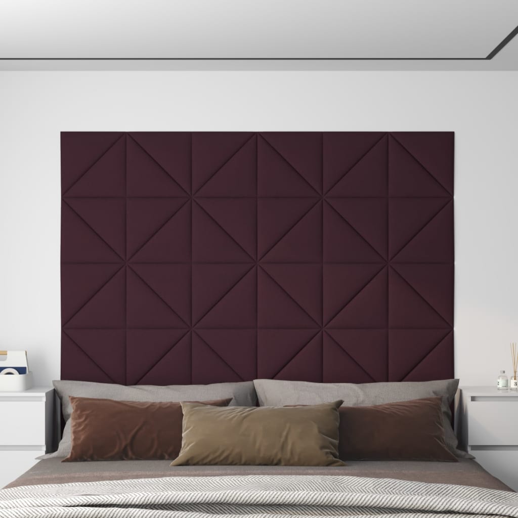 vidaXL Painel de parede 12 pcs 30x30 cm tecido 0,54 m² roxo