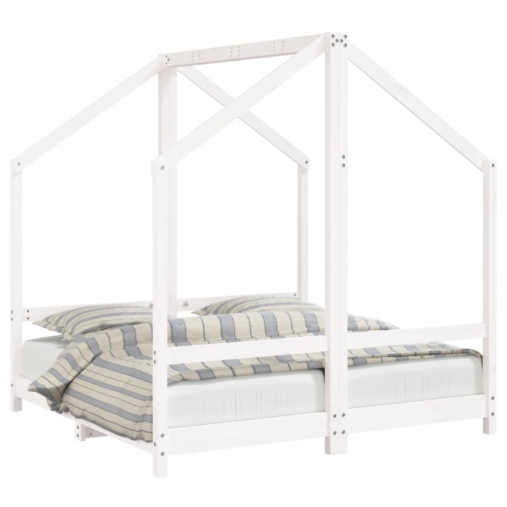 vidaXL Estrutura de cama infantil 2x(70x140) cm pinho maciço branco