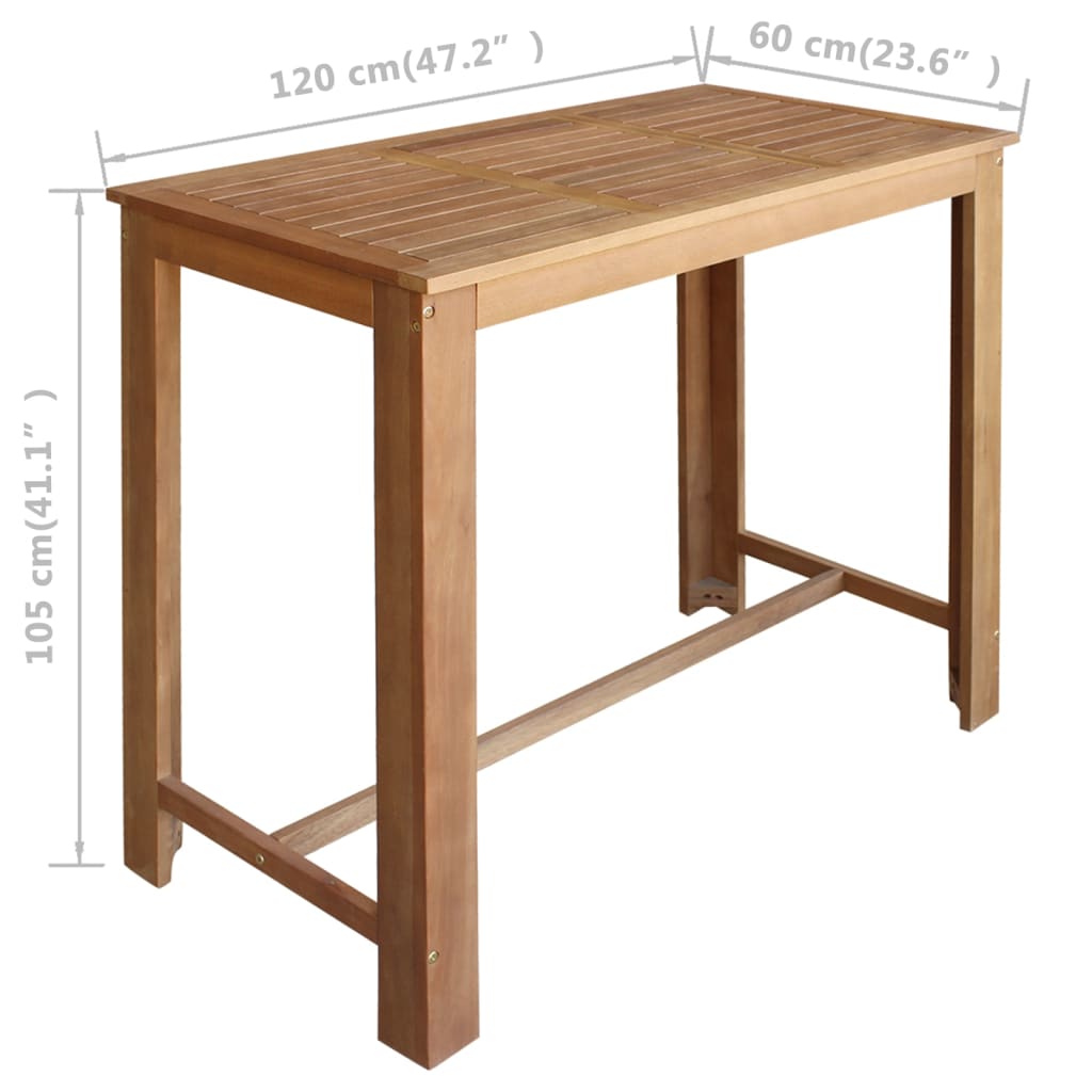 vidaXL Conjunto mesa e bancos de bar 5 pcs madeira de acácia maciça