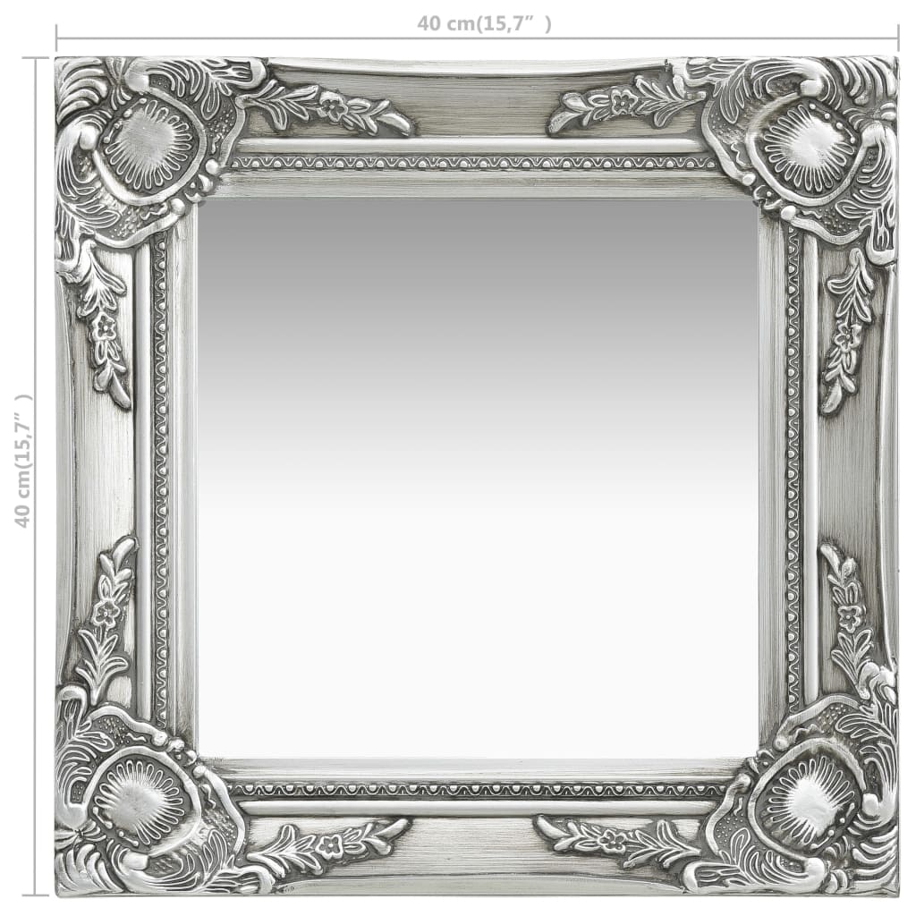 vidaXL Espelho de parede estilo barroco 40x40 cm prateado