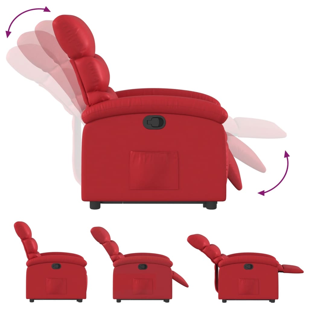 vidaXL Poltrona reclinável elevatória couro artificial vermelho