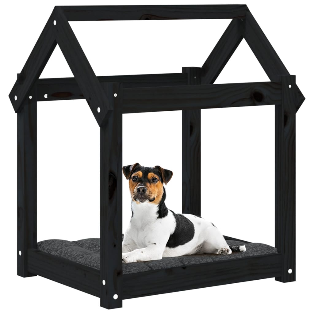 vidaXL Cama para cães 61x50x70 cm madeira de pinho preto
