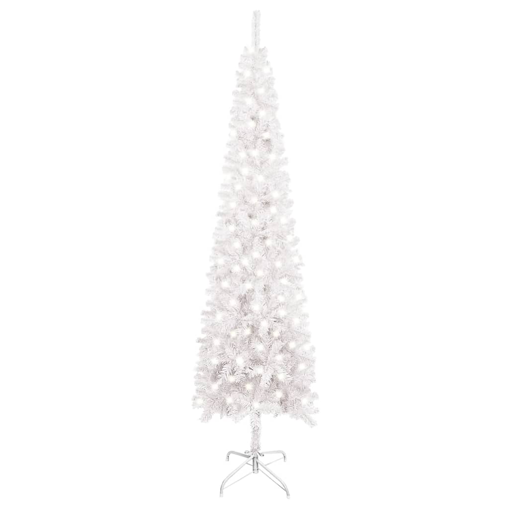 vidaXL Árvore de Natal pré-iluminada fina 240 cm branco
