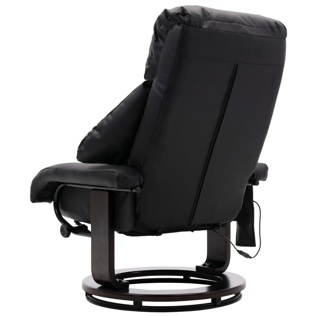 vidaXL Cadeira de massagens reclinável TV em couro artificial preto