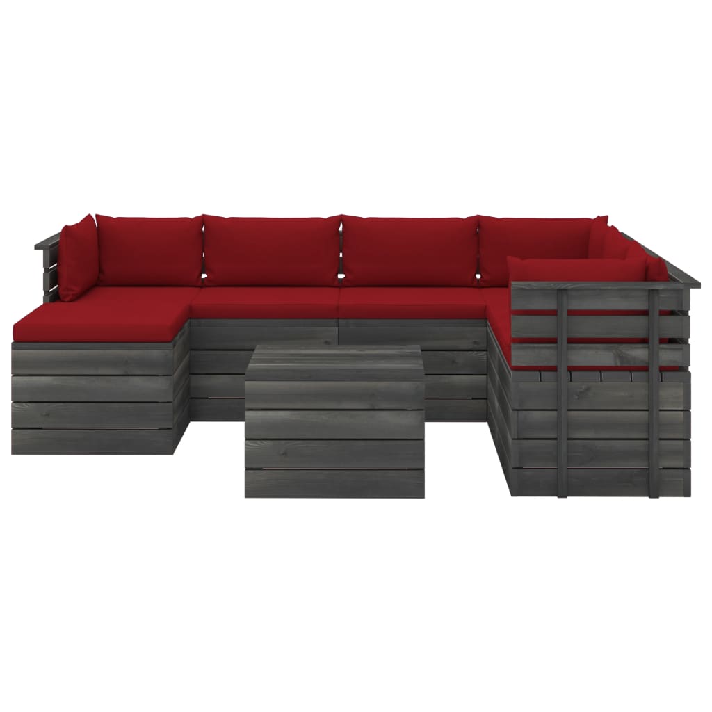 vidaXL 8 pcs conjunto lounge de paletes com almofadões pinho maciço