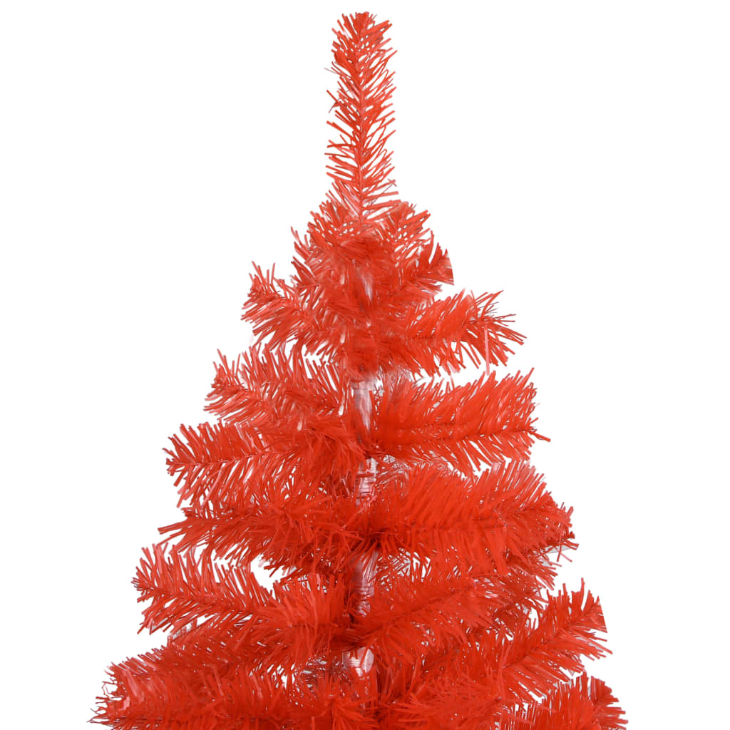 vidaXL Árvore Natal artificial pré-iluminada c/ bolas PVC vermelho