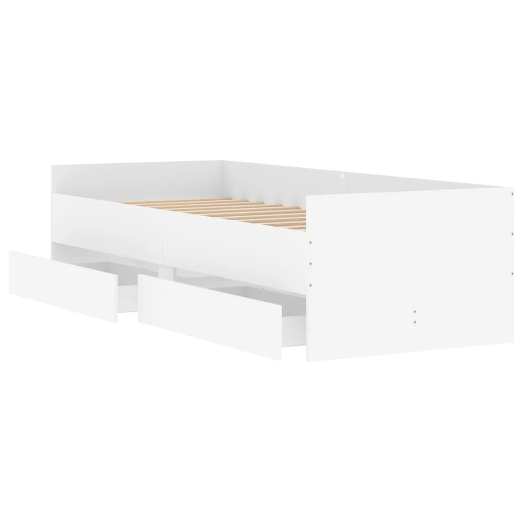 vidaXL Estrutura cama de solteiro pequena c/ gavetas 75x190 cm branco