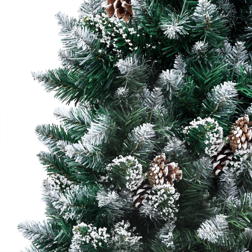 vidaXL Árvore Natal artificial pré-iluminada c/ bolas e pinhas 210 cm