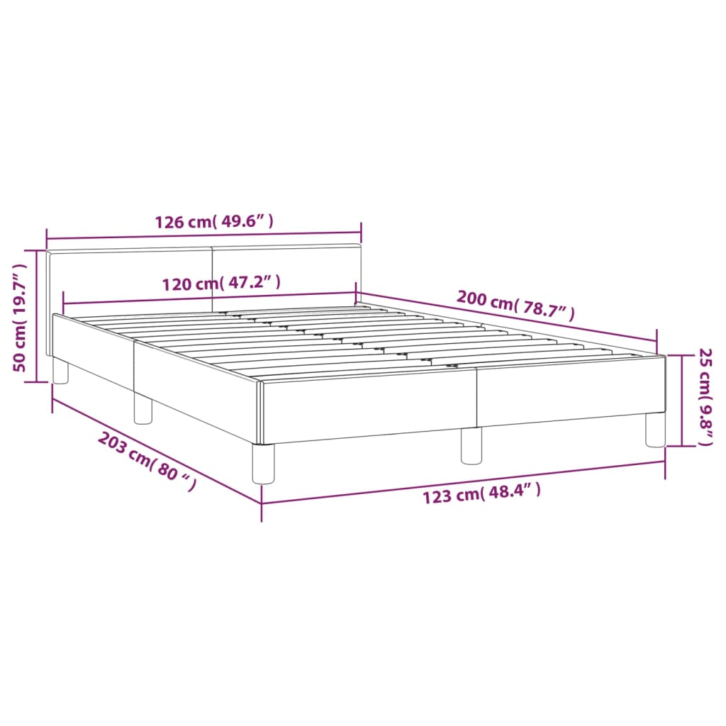 vidaXL Estrutura de cama c/ cabeceira 120x200 cm veludo preto