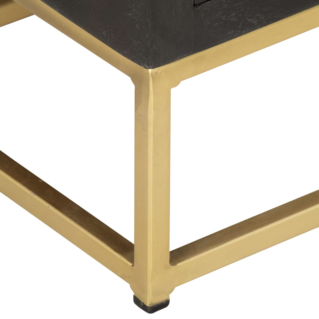 vidaXL Armário gavetas 45x30x105 cm madeira mangueira preto e dourado