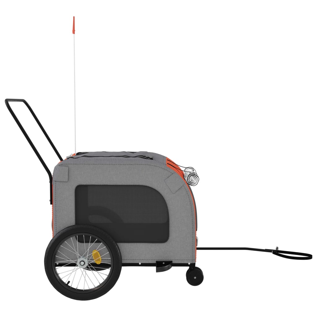 vidaXL Reboque bicicleta p/ animais tecido oxford/ferro laranja/cinza