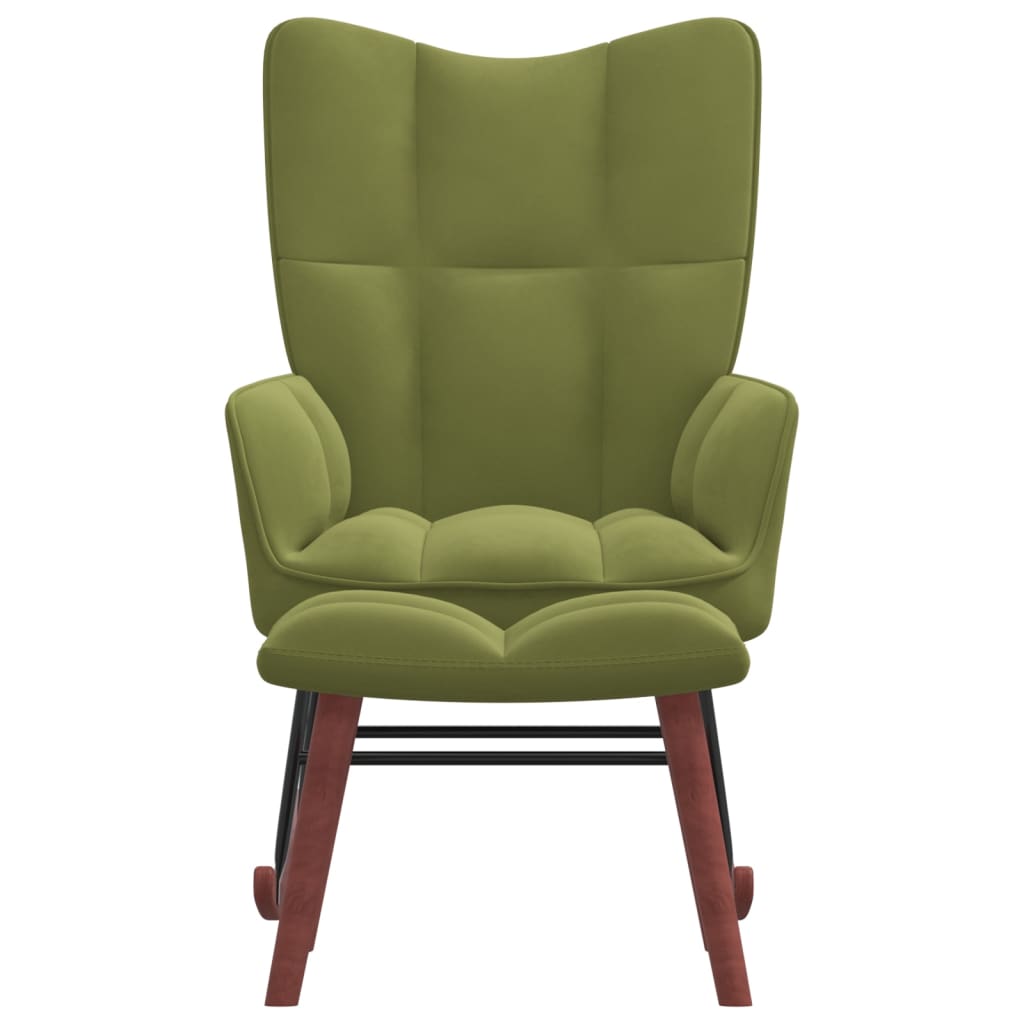 vidaXL Cadeira de baloiço com banco veludo verde-claro