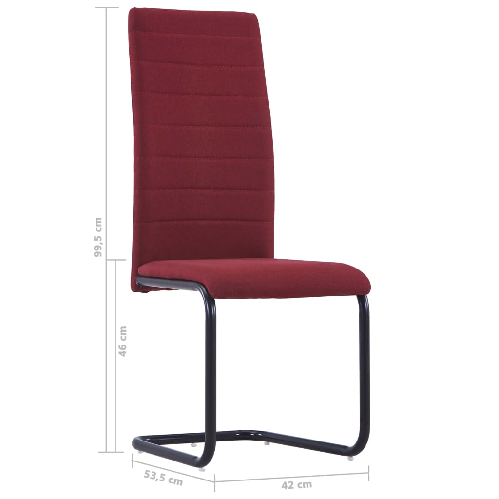 vidaXL Cadeiras de jantar cantilever 2 pcs tecido vermelho tinto