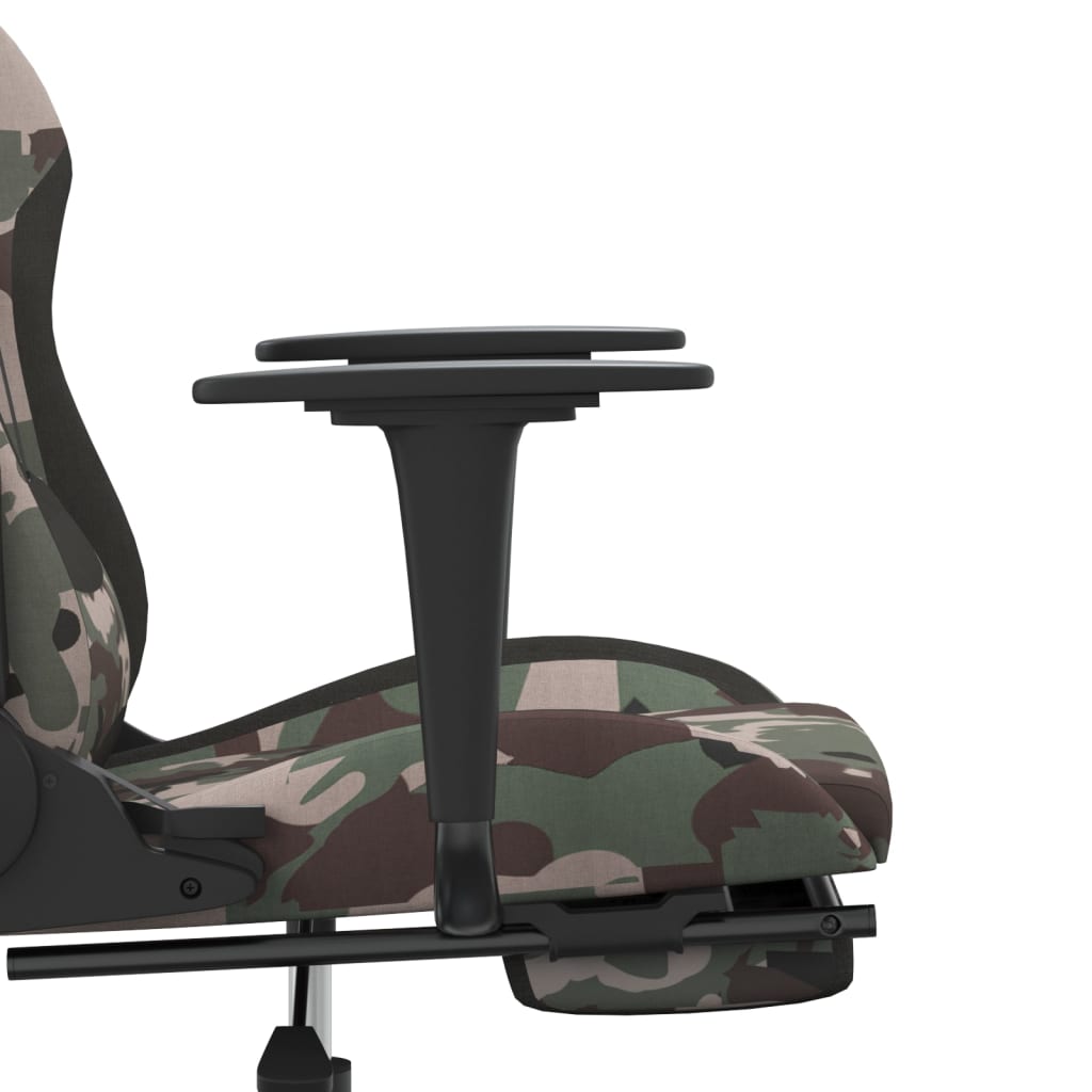 vidaxL Cadeira de gaming com apoio de pés tecido camuflagem e preto