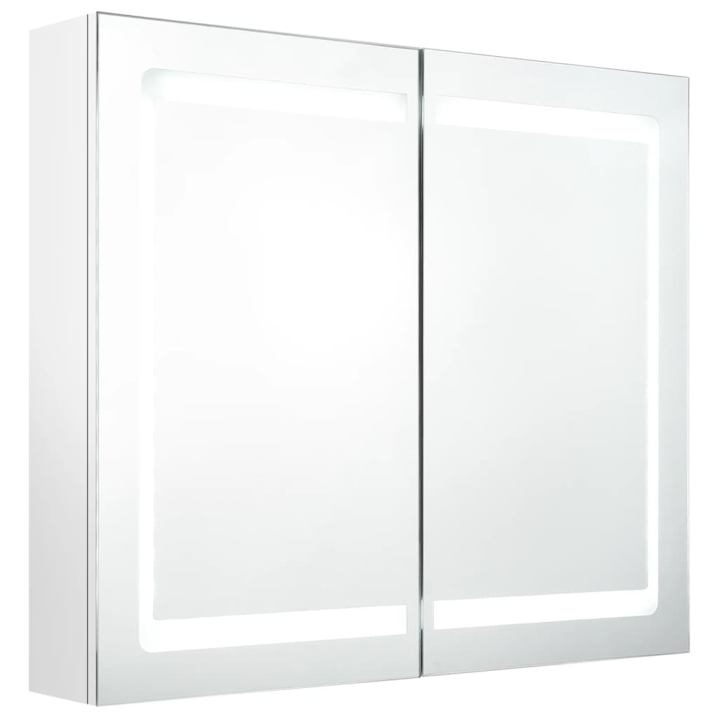 vidaXL Armário espelhado casa de banho LED 80x12x68cm branco brilhante