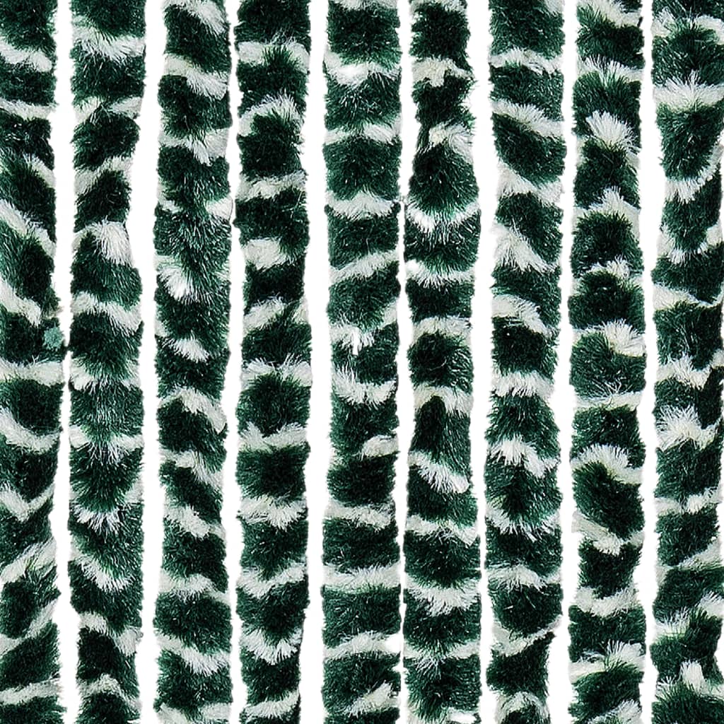 vidaXL Cortina anti-insetos 56x200 cm chenille verde e branco