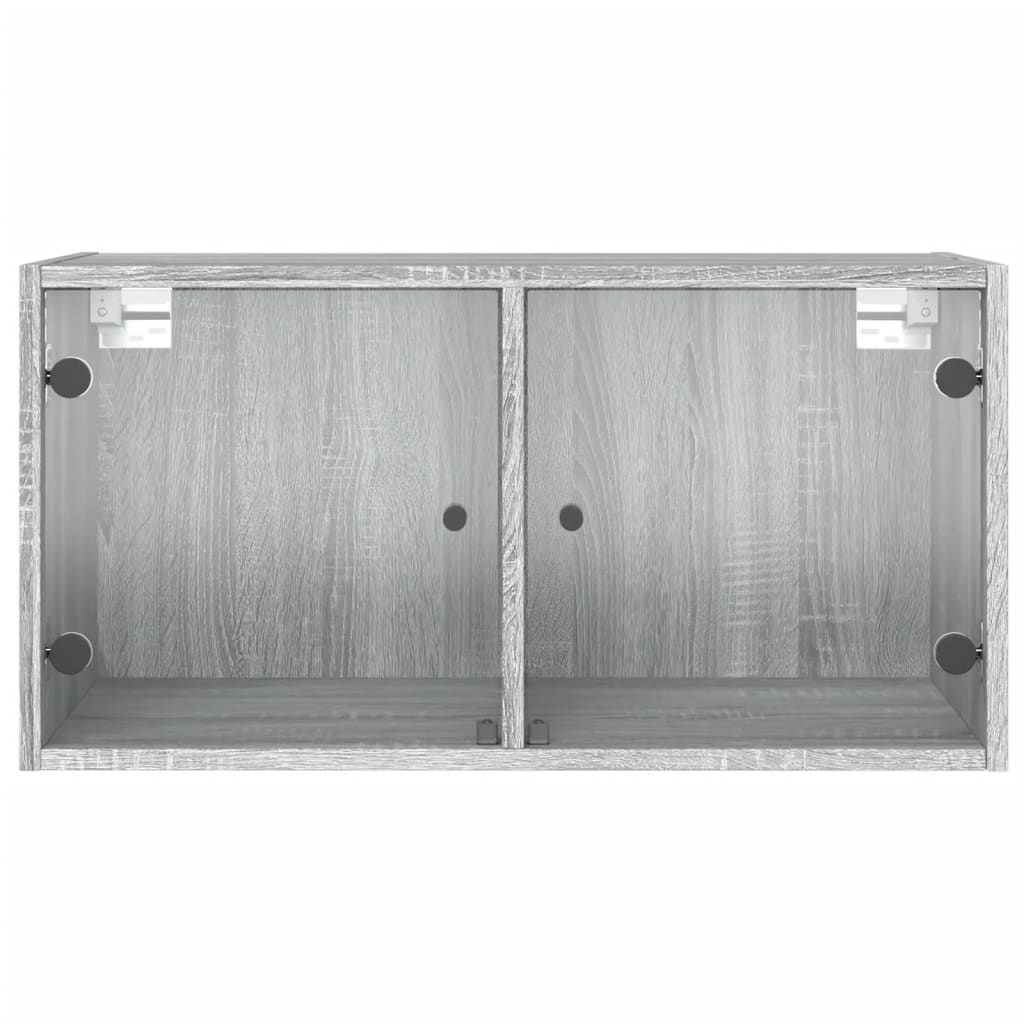 vidaXL Armário de parede c/ portas vidro 68,5x37x35 cm cinzento sonoma