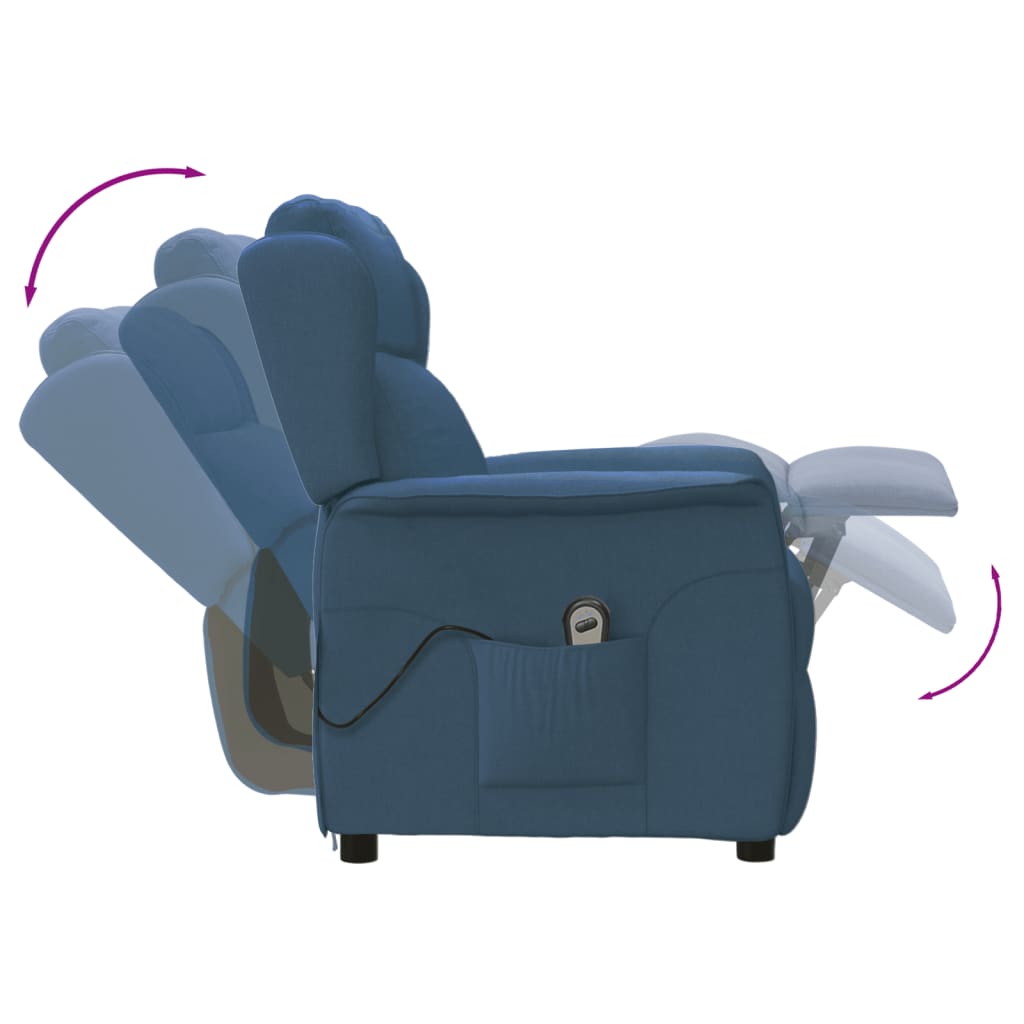 vidaXL Poltrona reclinável elétrica tecido azul