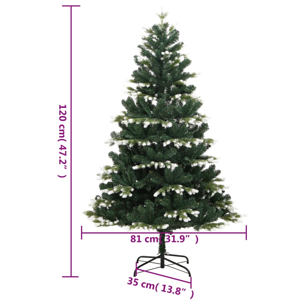 vidaXL Árvore de Natal artificial articulada 150 luzes LED/neve 120 cm