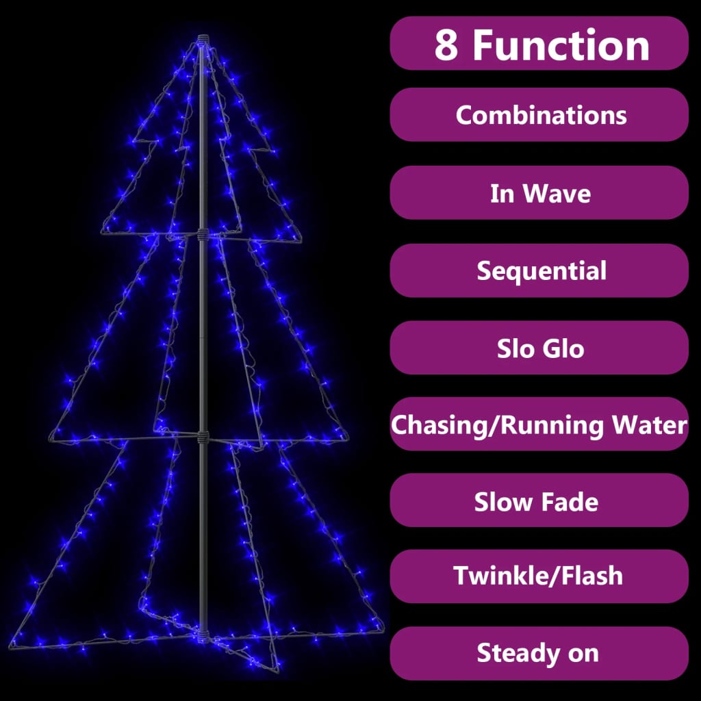 vidaXL Árvore de Natal em cone 200 LEDs 98x150 cm interior e exterior