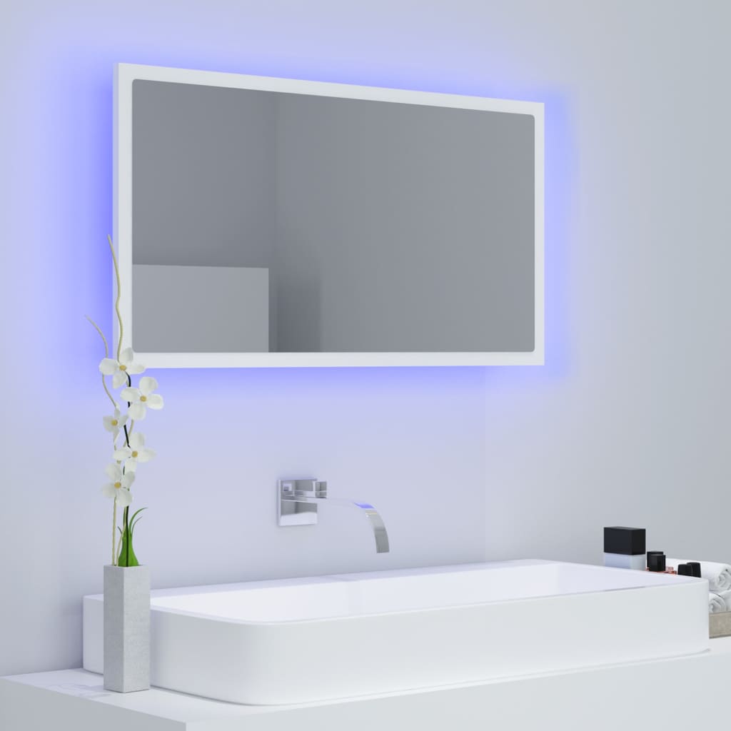 vidaXL Espelho de casa de banho c/ LED 80x8,5x37 cm acrílico branco