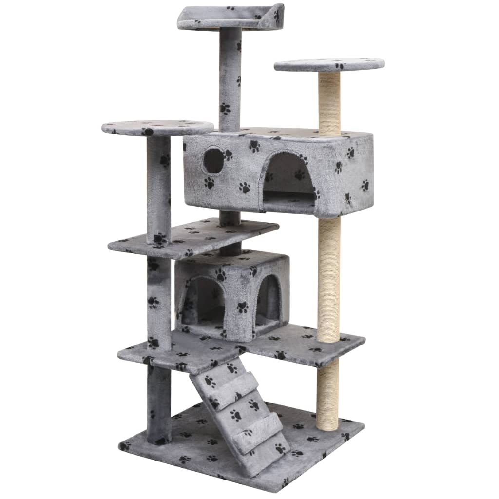 vidaXL Árvore para gatos c/ postes arranhadores sisal 125 cm cinzento
