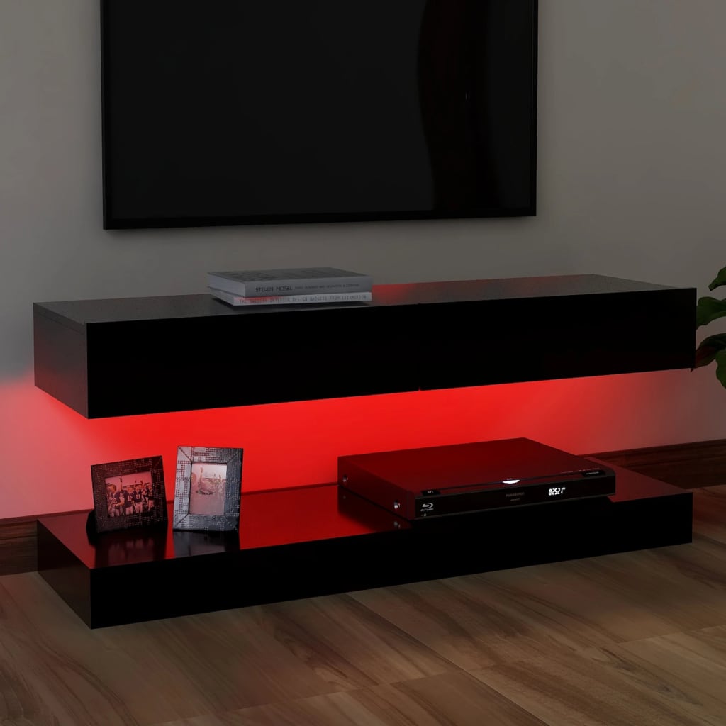 vidaXL Móvel de TV com luzes LED 120x35 cm preto