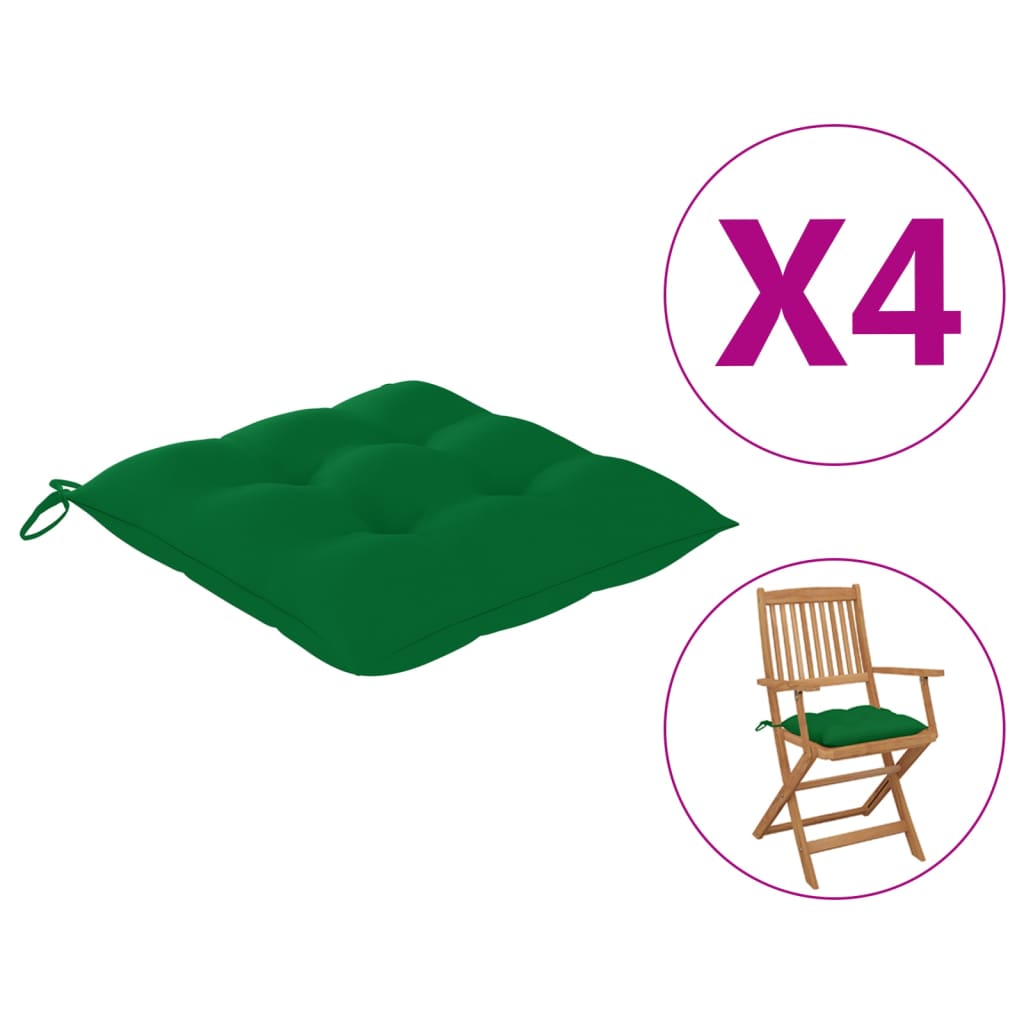vidaXL Almofadas para cadeiras 4 pcs 40x40x8 cm verde