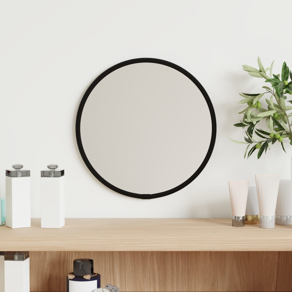 vidaXL Espelho de parede Ø20 cm redondo preto