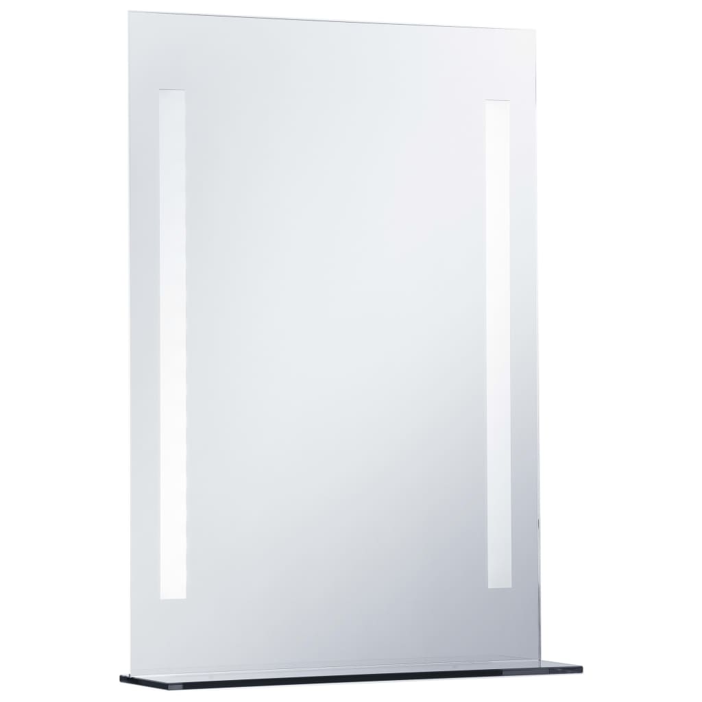 vidaXL Espelho de parede LED c/ prateleira para casa de banho 50x70 cm