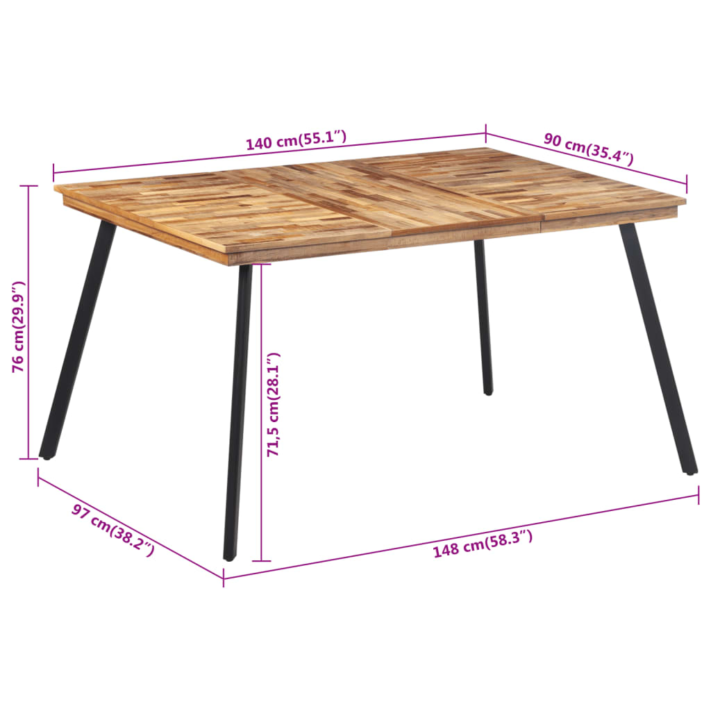 vidaXL Mesa de jantar 148x97x76 cm madeira de teca maciça
