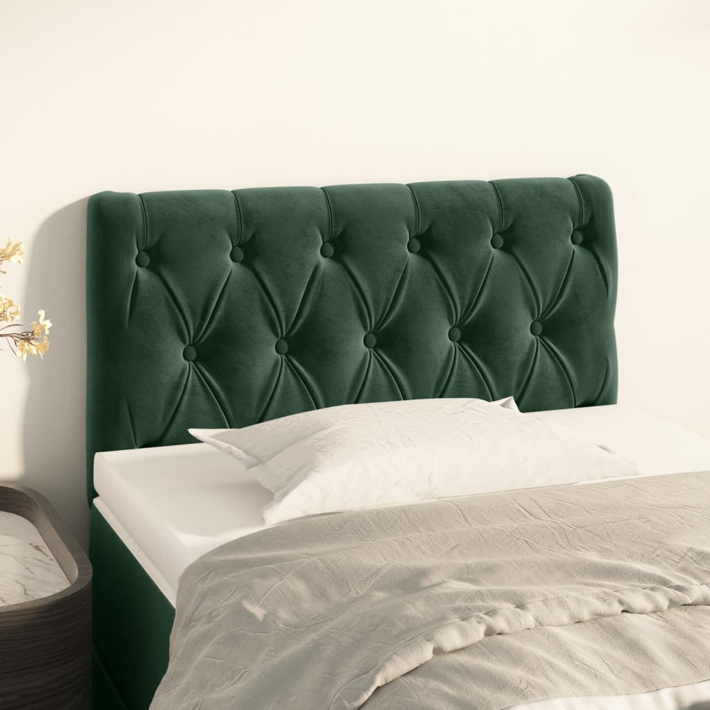 vidaXL Cabeceira de cama veludo 80x7x78/88 cm verde-escuro