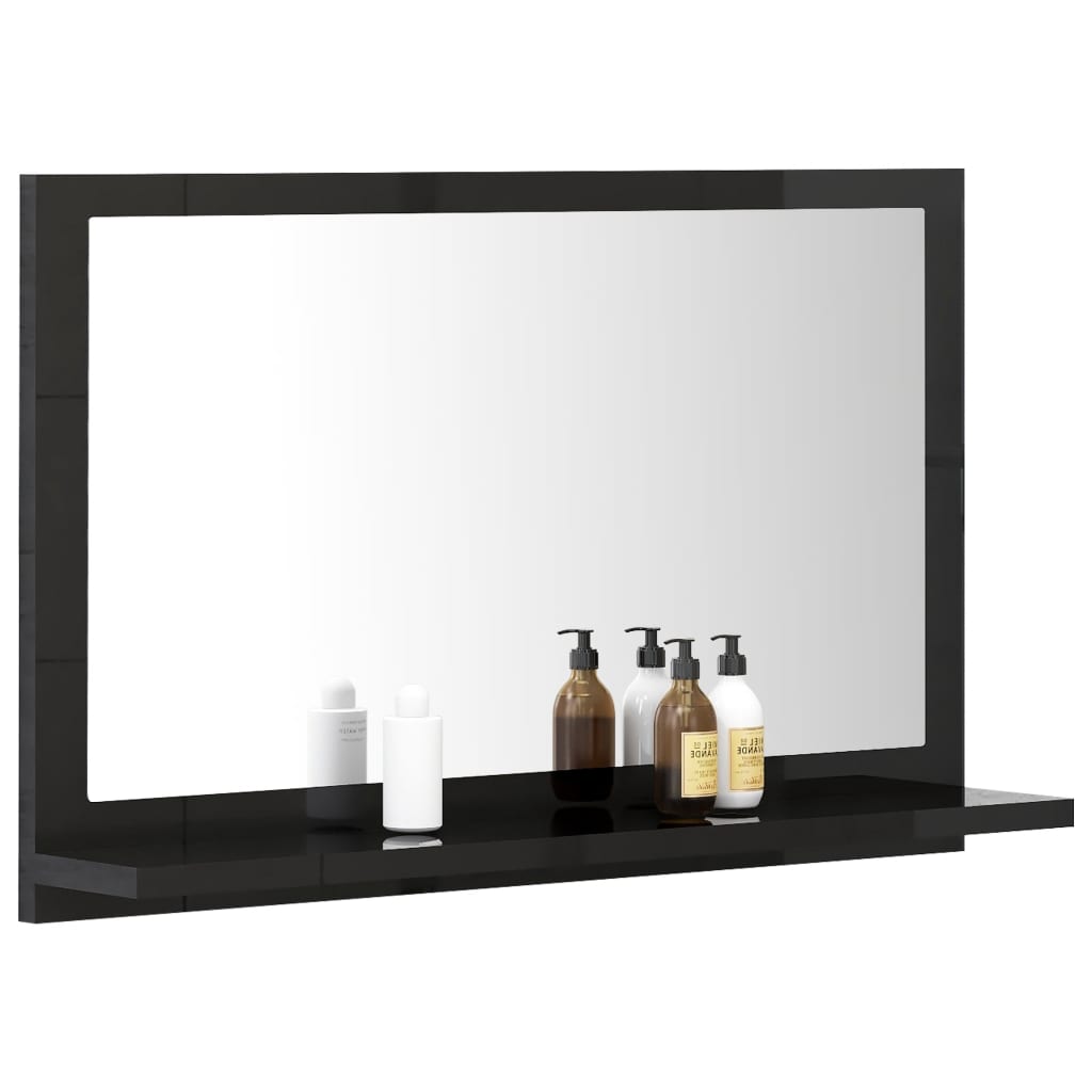 vidaXL Espelho de casa de banho 60x10,5x37cm contrap. preto brilhante