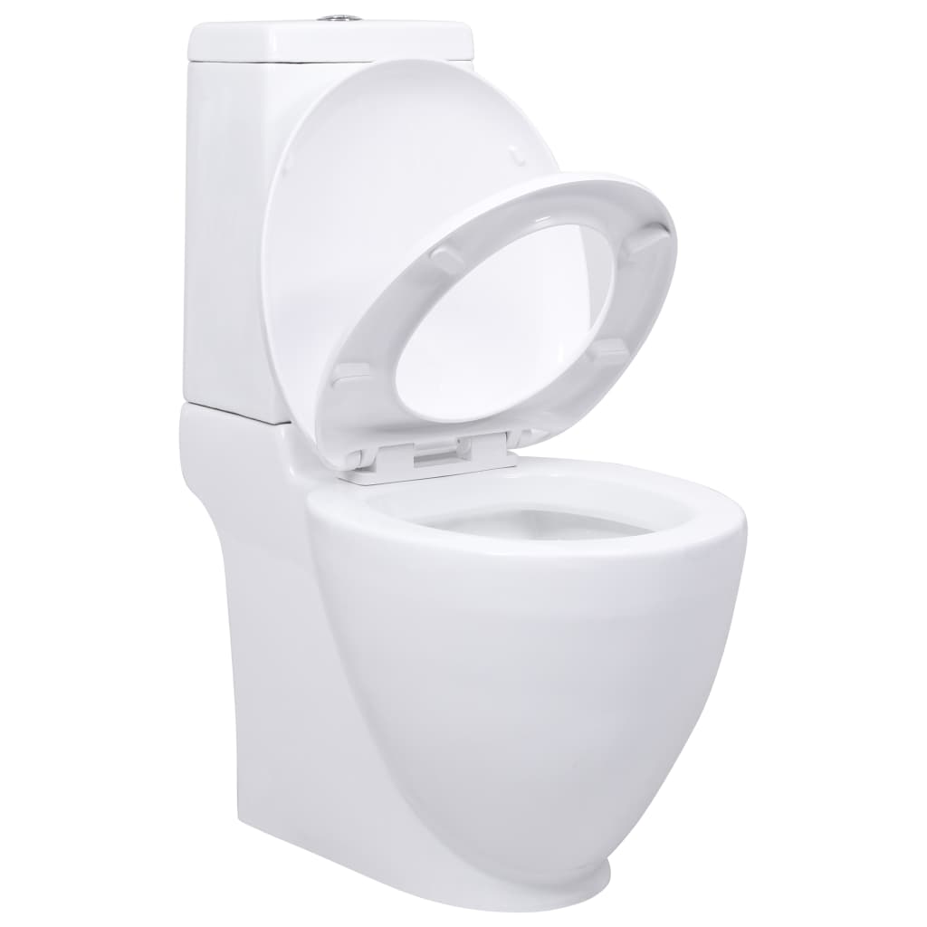 vidaXL Sanita WC redonda cerâmica c/ descarga água inferior branco