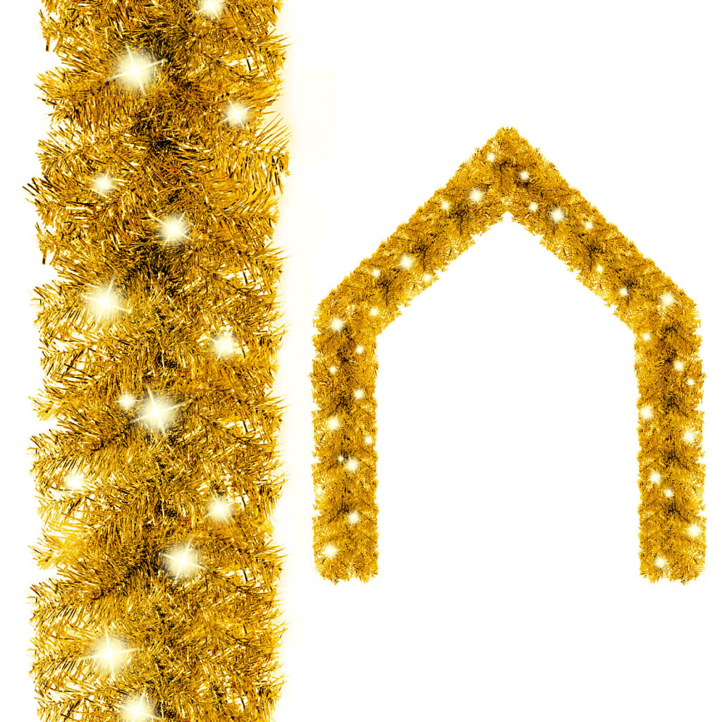 vidaXL Grinalda de Natal com luzes LED 10 m dourado