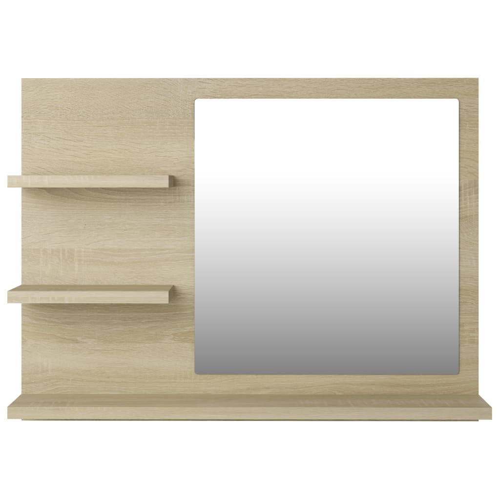 vidaXL Espelho de casa de banho 60x10,5x45 cm contraplacado carvalho