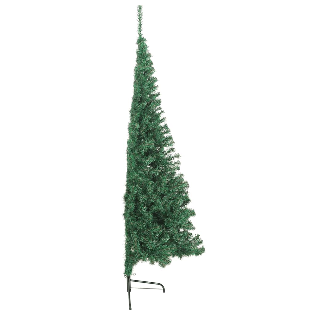 vidaXL Meia árvore de Natal artificial com suporte 210 cm PVC verde