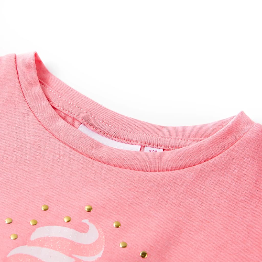 T-shirt de criança rosa-brilhante fluorescente 92