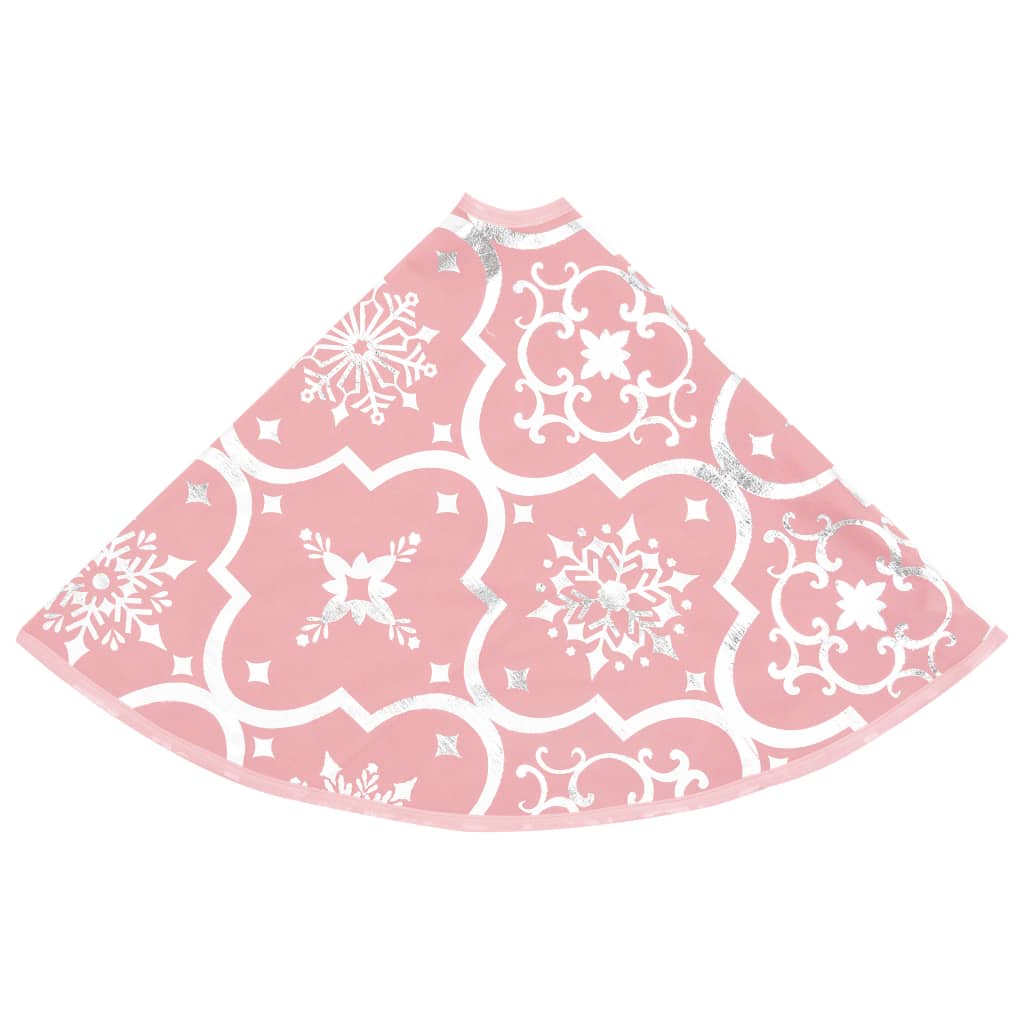 vidaXL Saia para árvore de Natal luxuosa 150 cm com meia tecido rosa