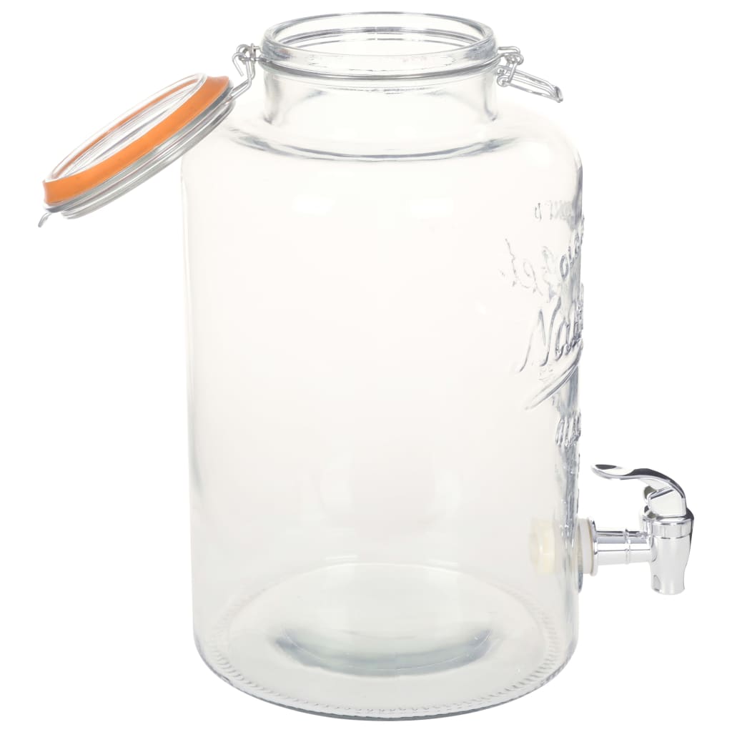 vidaXL Dispensador de água XXL com torneira transparente 8 L vidro