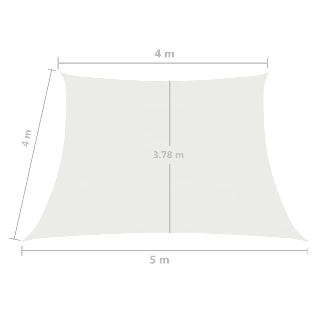 vidaXL Para-sol estilo vela 160 g/m² 4/5x4 m PEAD branco