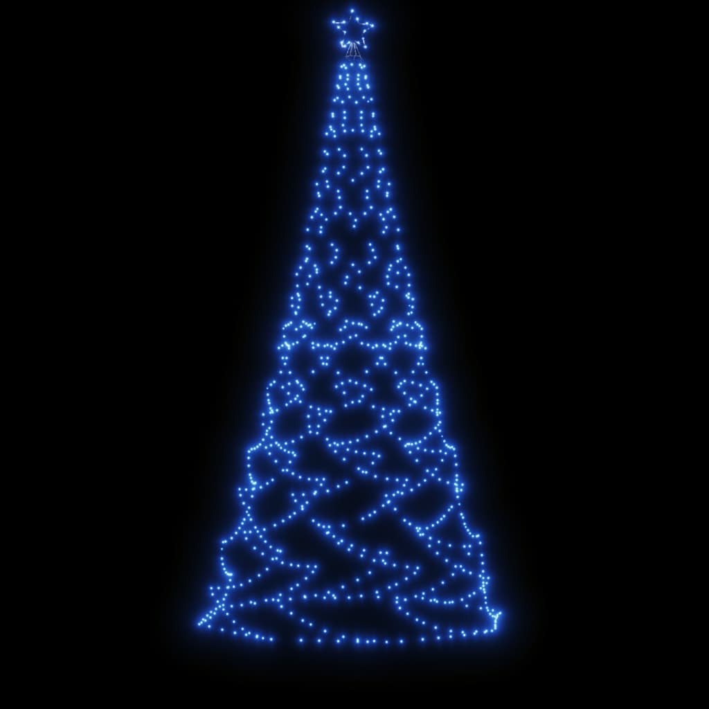 vidaXL Árvore de Natal c/ poste metal 500 luzes LED 3 m azul
