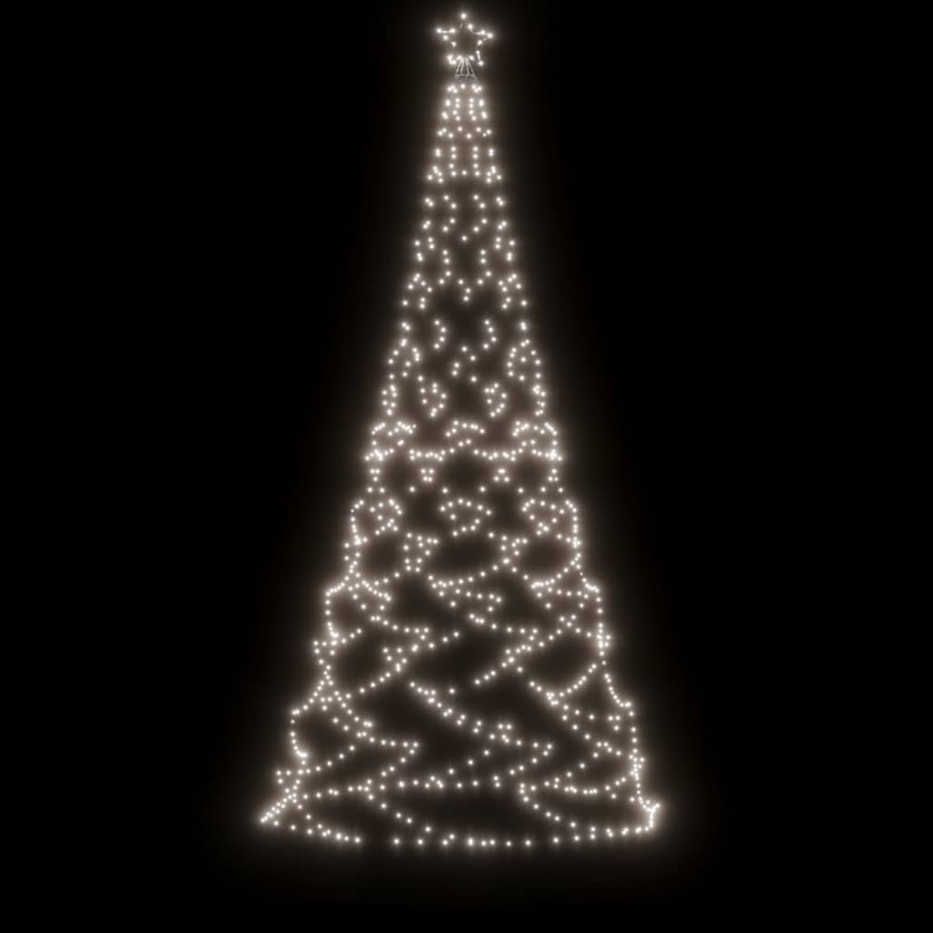 vidaXL Árvore de Natal c/ poste metal 500 luzes LED 3 m branco frio