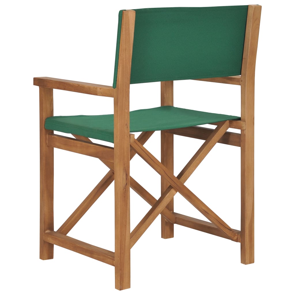 vidaXL Cadeiras de realizador 2 pcs madeira de teca maciça verde