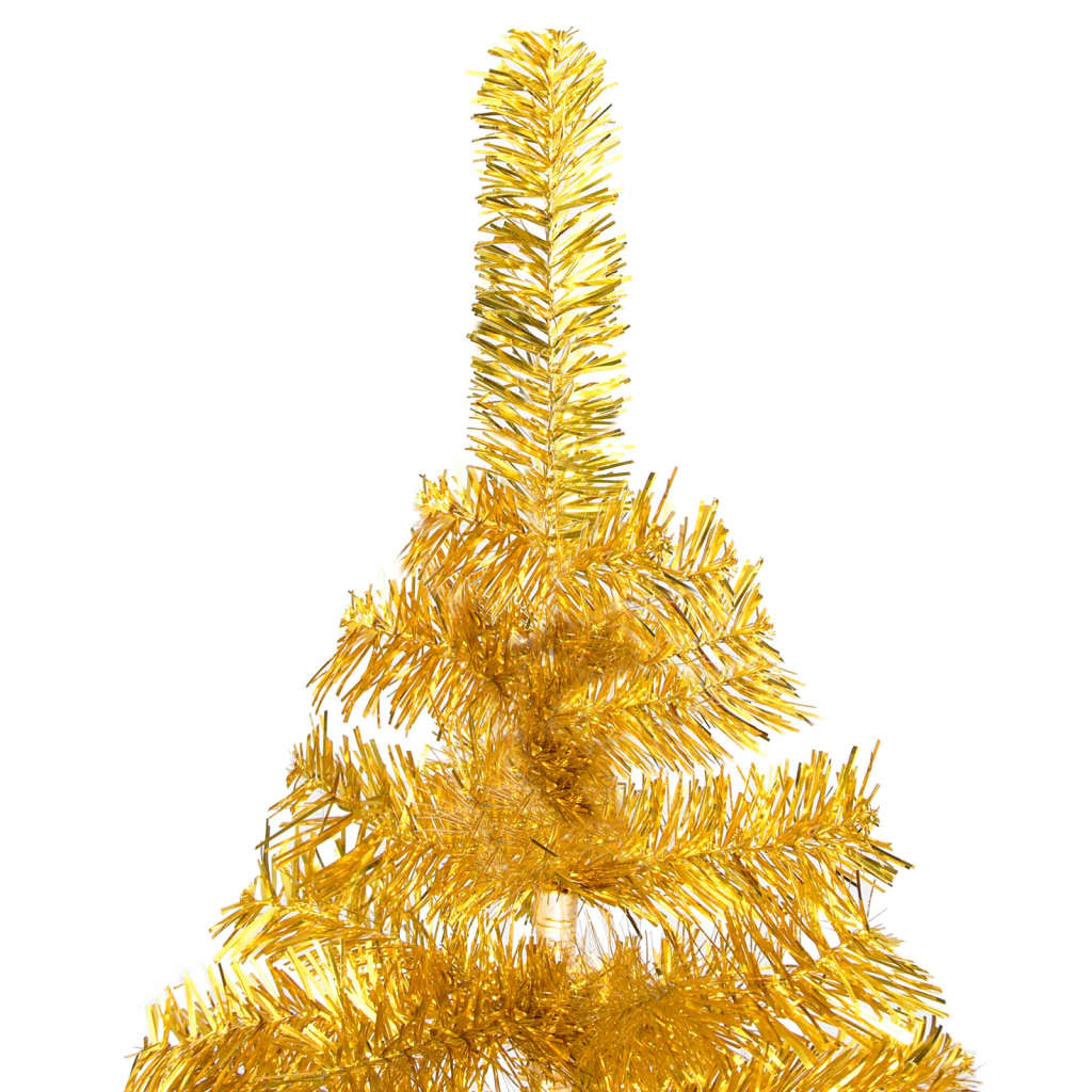 vidaXL Árvore de Natal artificial pré-iluminada + suporte PET dourado
