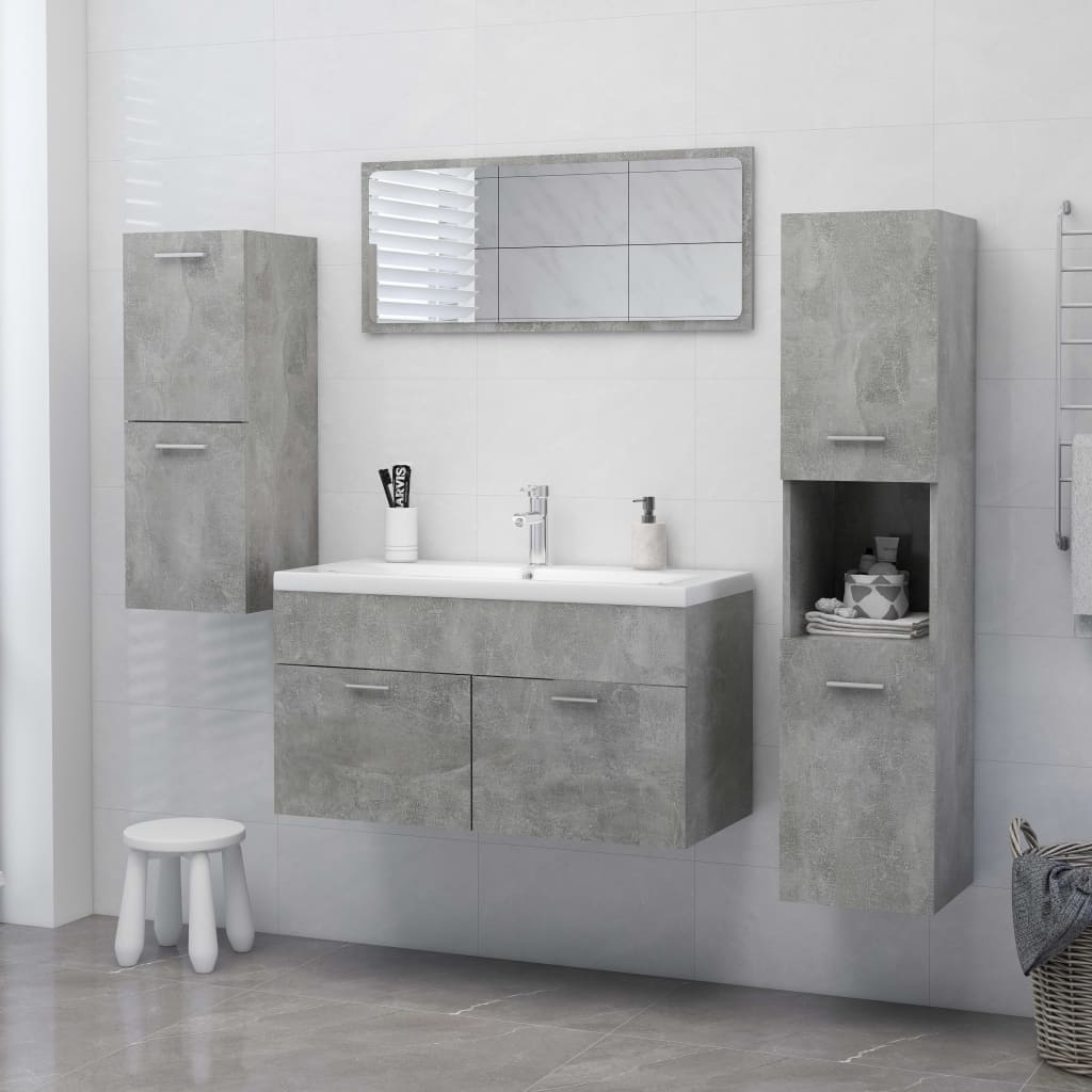 vidaXL Armário casa de banho derivados de madeira cinzento cimento