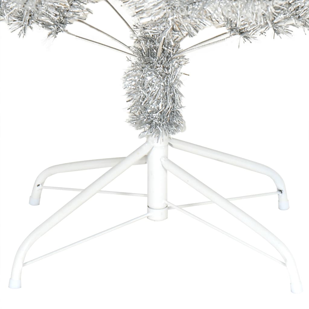 vidaXL Árvore de Natal artificial com suporte 180 cm PET prateado