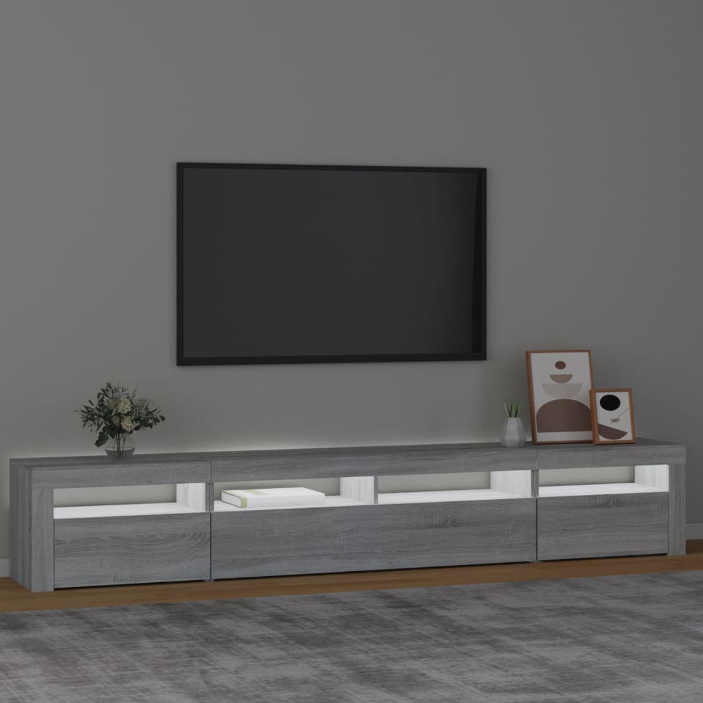 vidaXL Móvel de TV com luzes LED 240x35x40 cm sonoma cinza