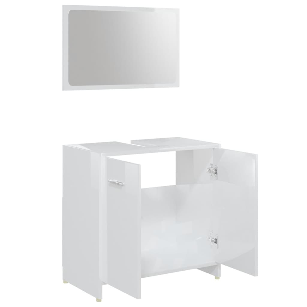 vidaXL 4 pcs conj. móveis casa de banho contraplacado branco brilhante